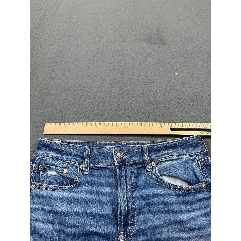 American Eagle Super High-Rise Baggy Wide Leg Jeans Womens 4 Short Distressed
